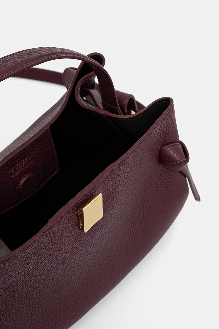 Yuzefi-Gyoza wine pebble grained leather-dgallerystore