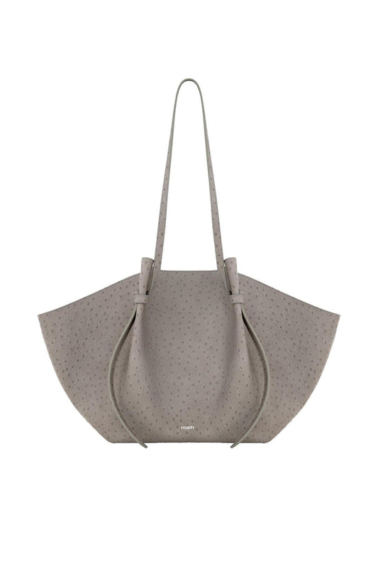 Yuzefi-Large mochi embossed grey ostrich leather-dgallerystore