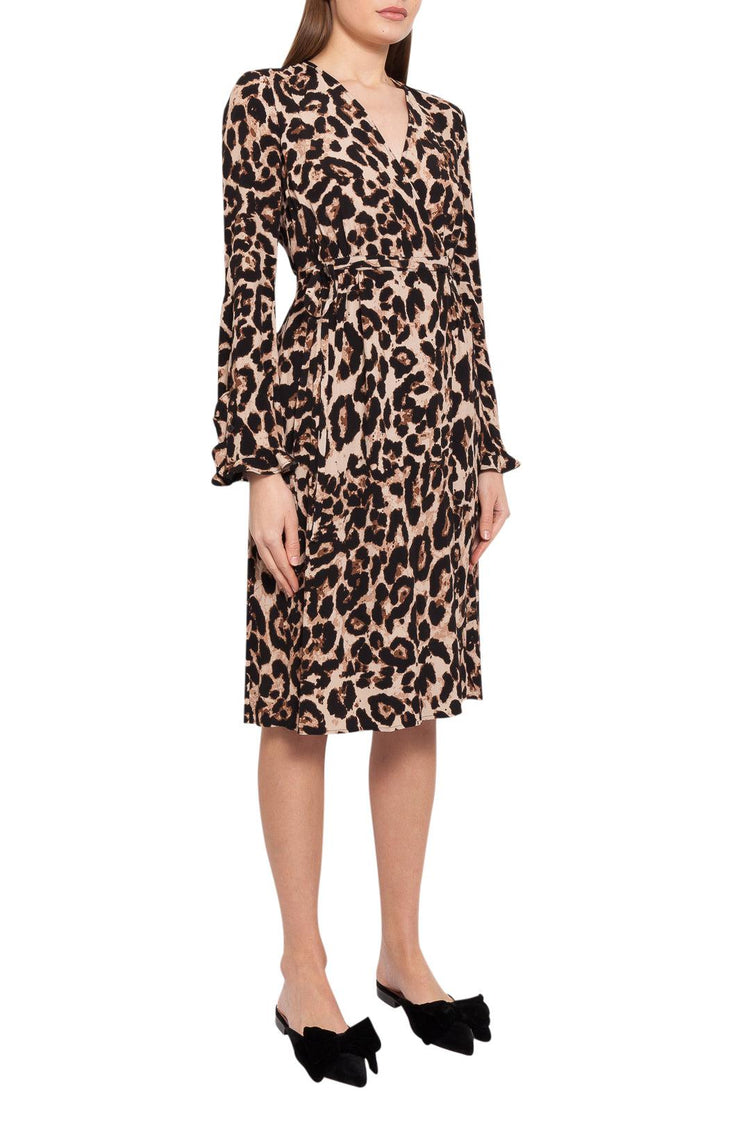 Baum Und Pferdgarten-Leopard pattern flared midi-dress-dgallerystore