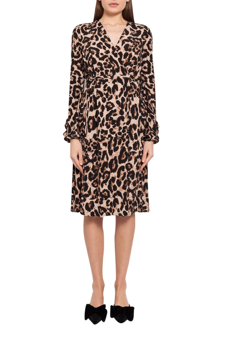 Baum Und Pferdgarten-Leopard pattern flared midi-dress-dgallerystore