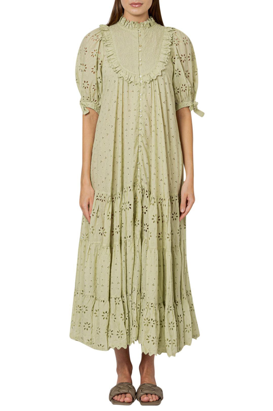 broderie anglaise maxi dress By Timo - Broderie anglaise pleated long dress