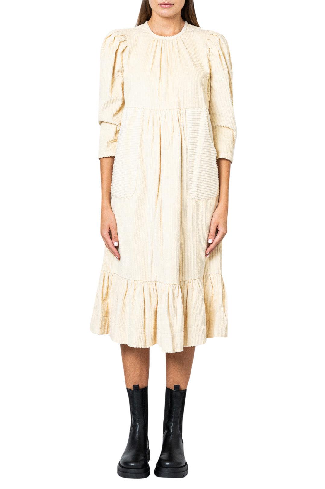 knee length dresses for ladies By Timo - Corduroy flared long dress
