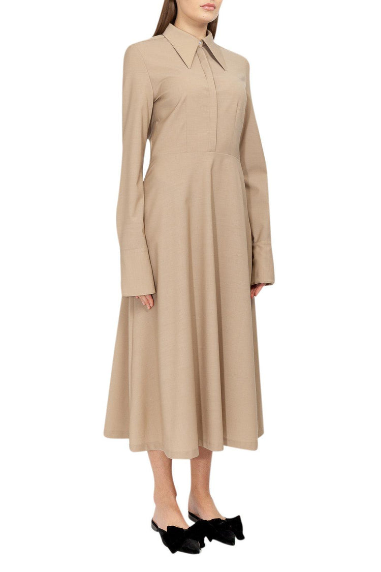 Lebrand-Wool long flared dress-dgallerystore