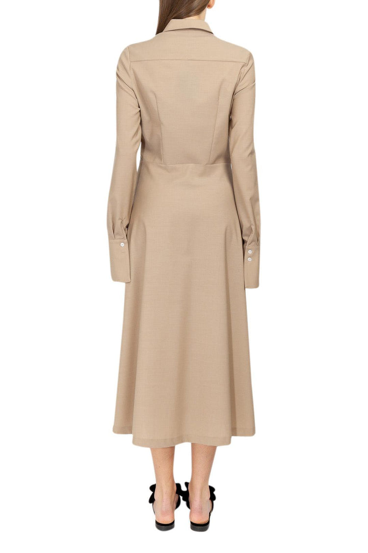 Lebrand-Wool long flared dress-dgallerystore