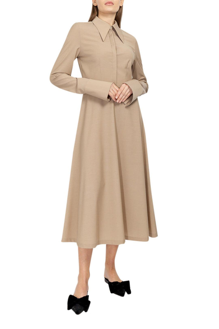 Lebrand-Wool long flared dress-dgallerystore