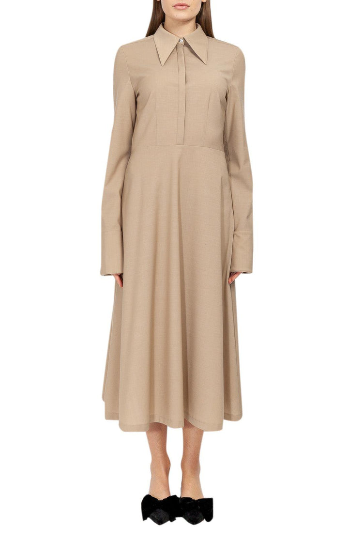 Lebrand-Wool long flared dress-dgallerystore