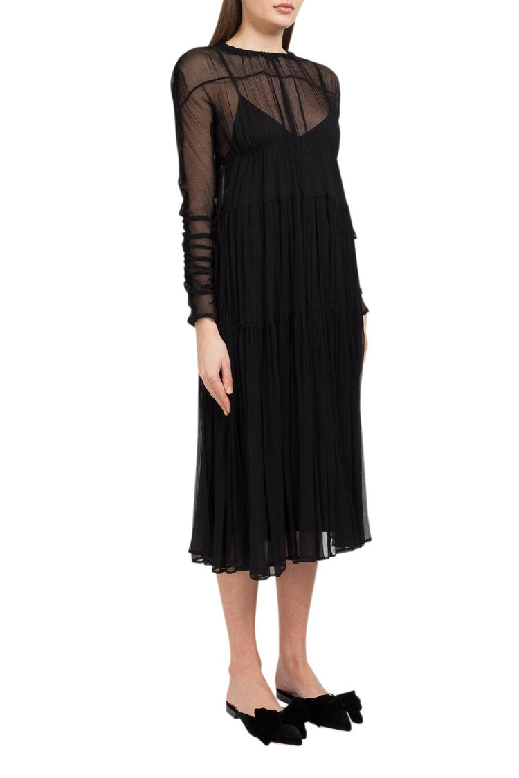 Lvir-Pleated mesh midi-dress-dgallerystore