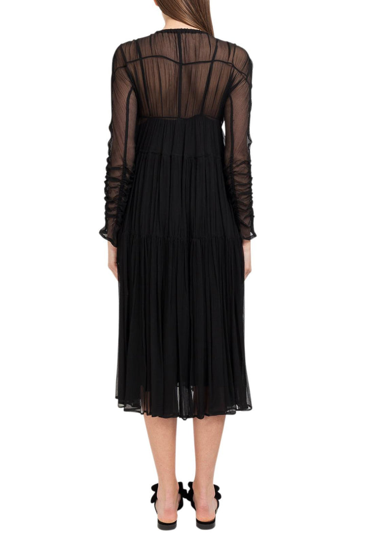 Lvir-Pleated mesh midi-dress-dgallerystore