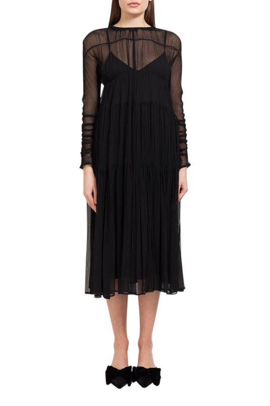 Lvir-Pleated mesh midi-dress-dgallerystore