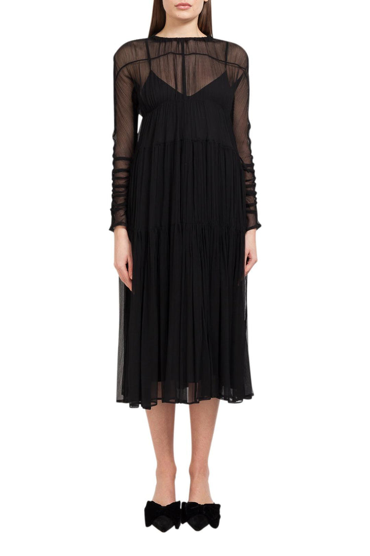Lvir-Pleated mesh midi-dress-dgallerystore