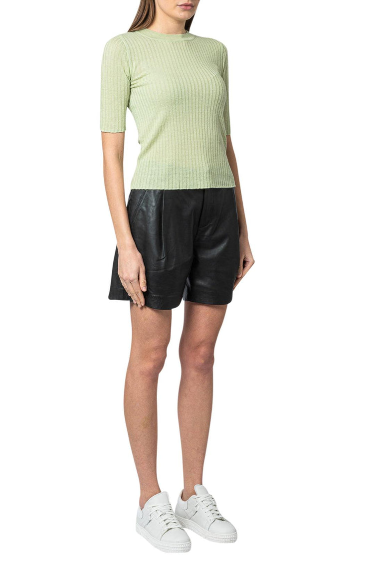 Lvir-Ribbed linen top-dgallerystore