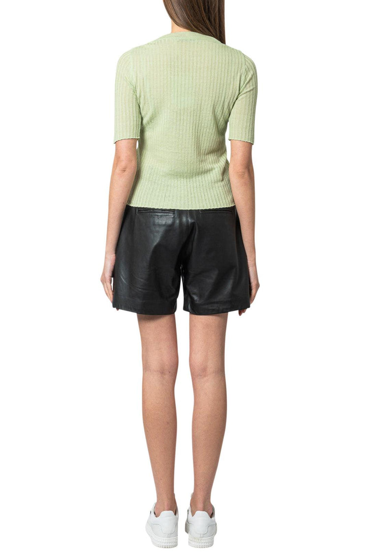 Lvir-Ribbed linen top-dgallerystore