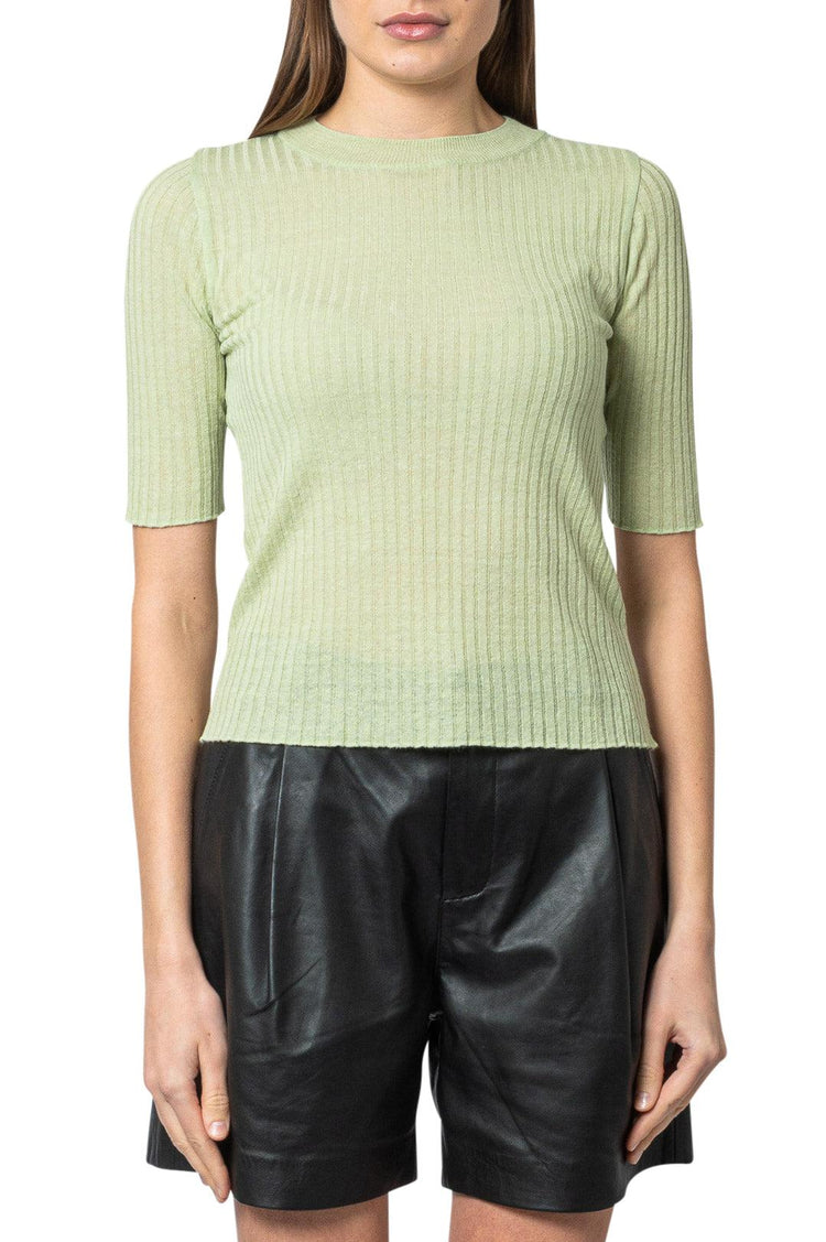 Lvir-Ribbed linen top-dgallerystore