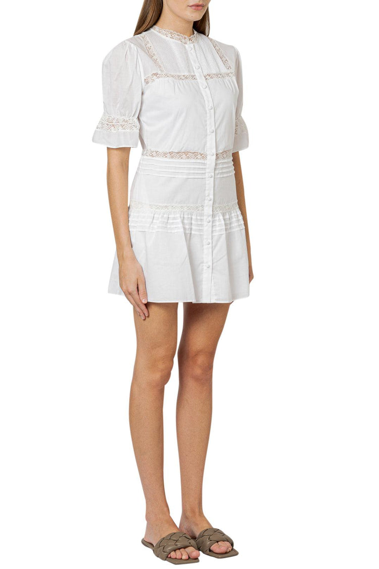 Sir The Label-Flared mini-dress with lace detail-dgallerystore