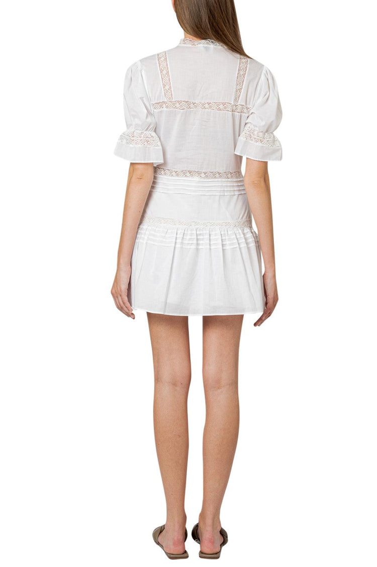 Sir The Label-Flared mini-dress with lace detail-dgallerystore
