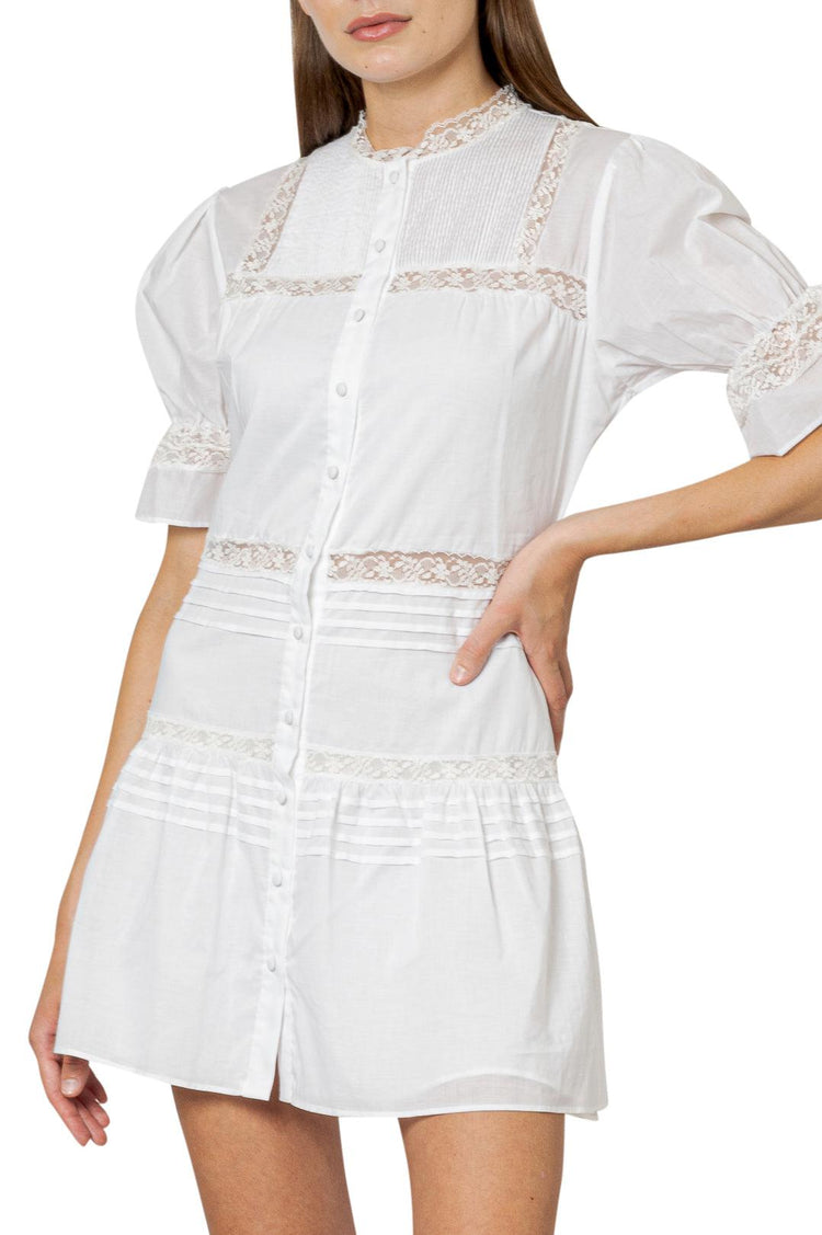Sir The Label-Flared mini-dress with lace detail-dgallerystore