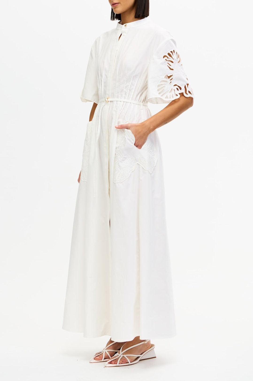 Acler Women's Balwest Maxi Dress, 100% Cotton - White