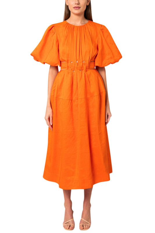 Aje-Puffed sleeves cut-out midi dress-22RE5615-dgallerystore