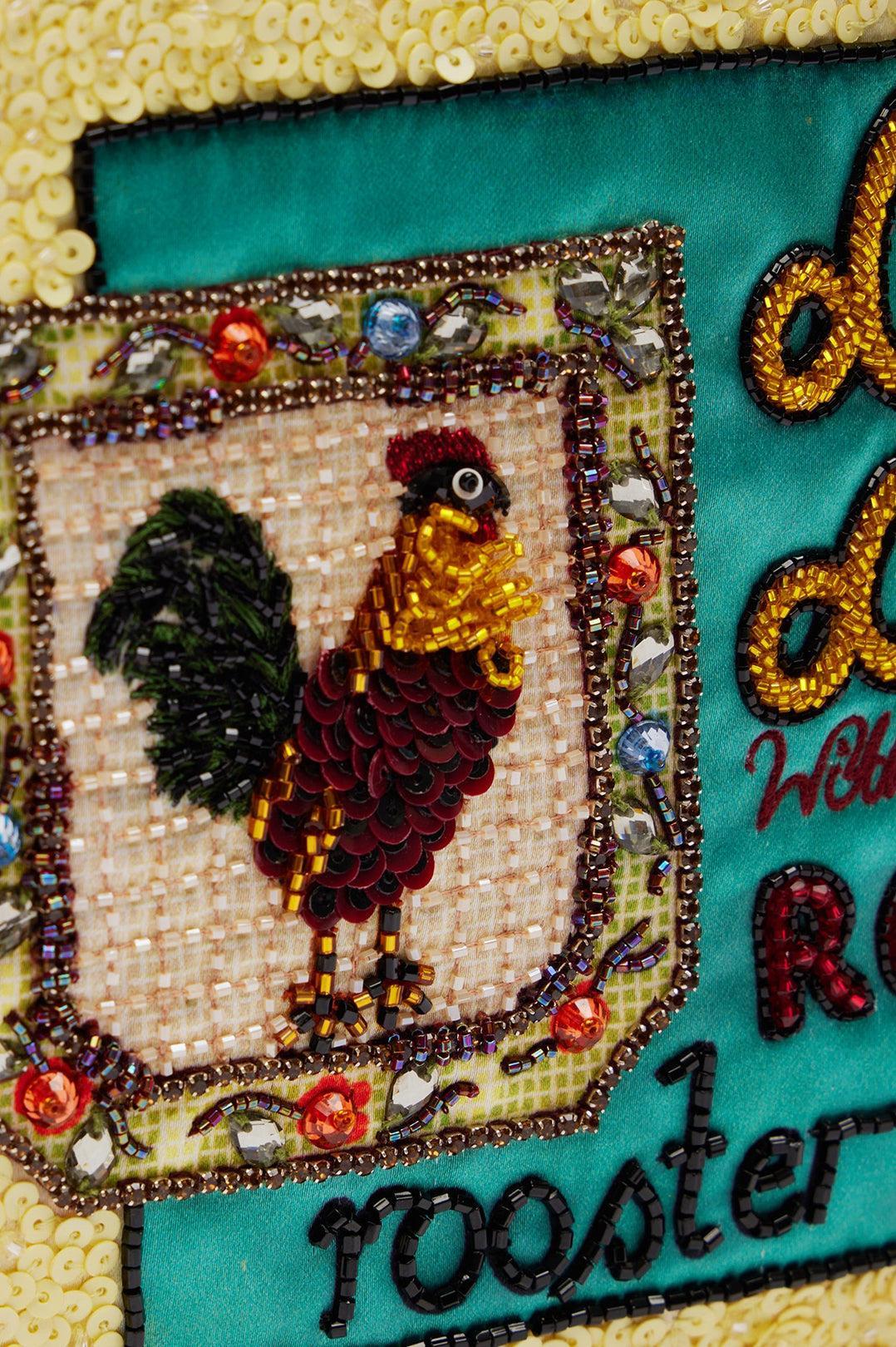 Alemais-Ace rooster embellished clutch-dgallerystore