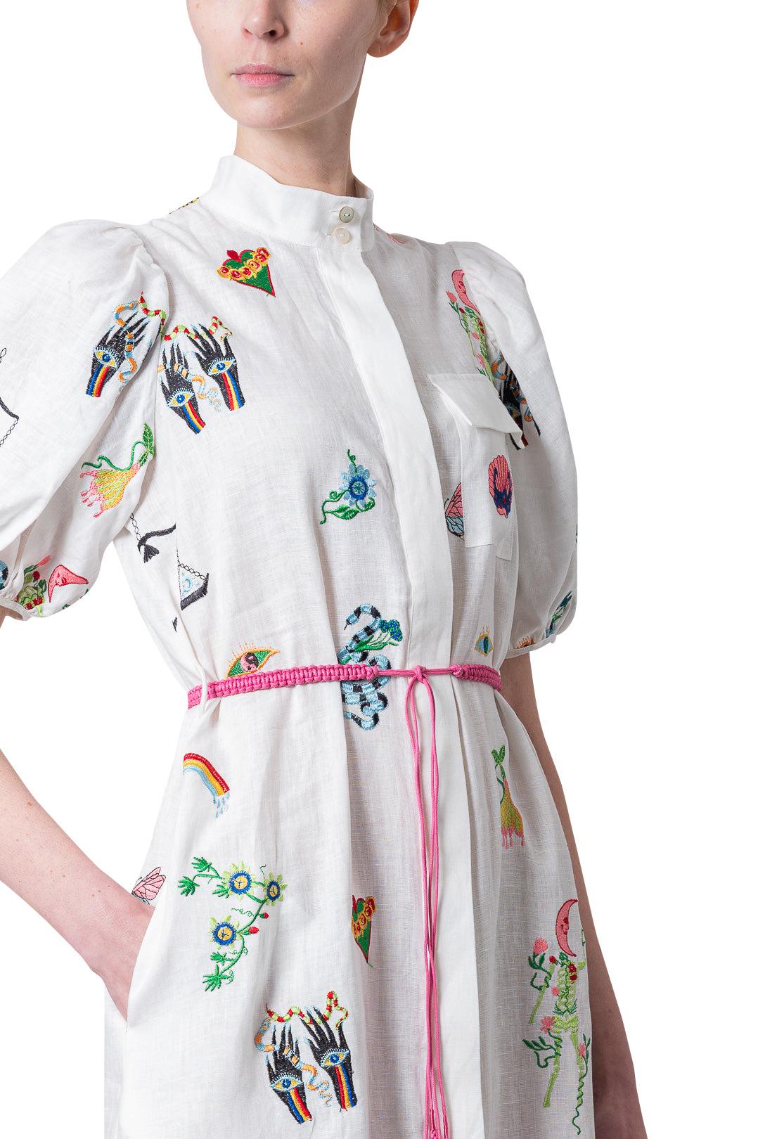 White embroidered outlet shirt dress