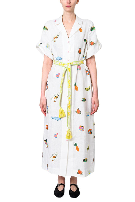 Alemais-Blue Marlin Embroidered Dress-dgallerystore