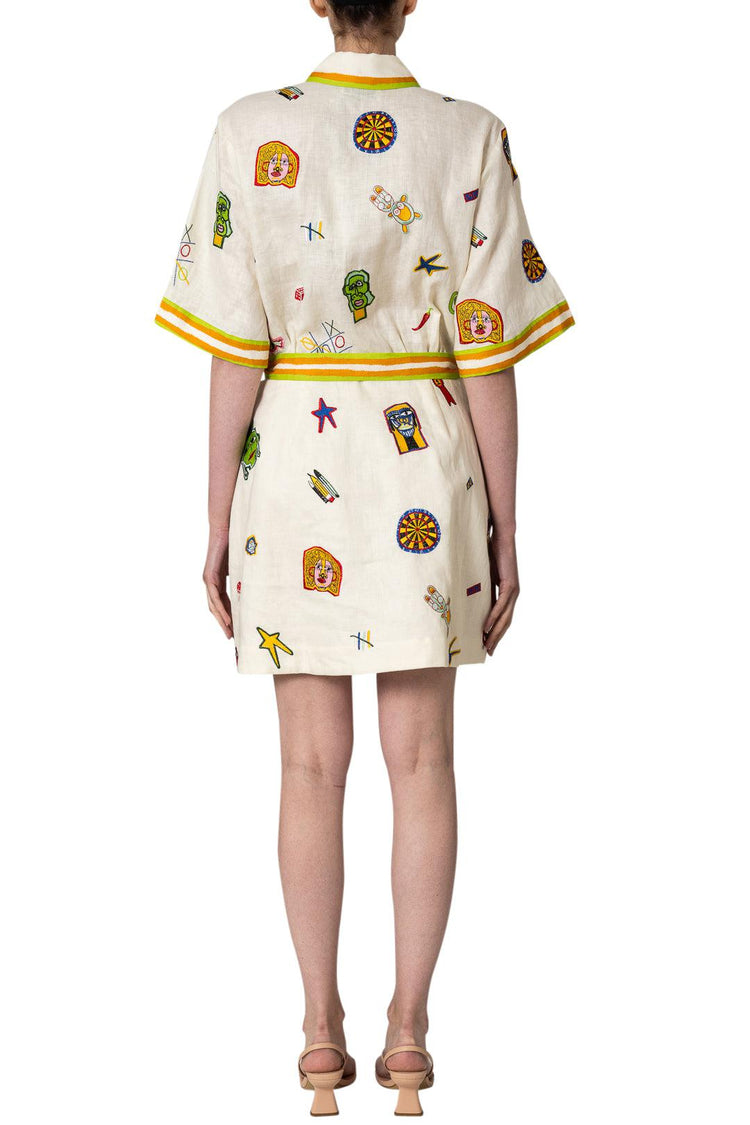 Alemais-Checkers Embroidered Mini Dress-3372D-dgallerystore