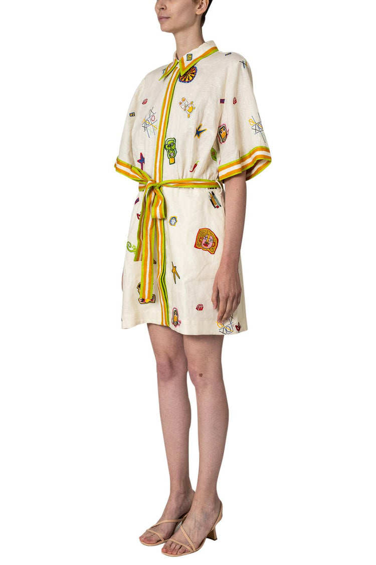 Alemais-Checkers Embroidered Mini Dress-dgallerystore