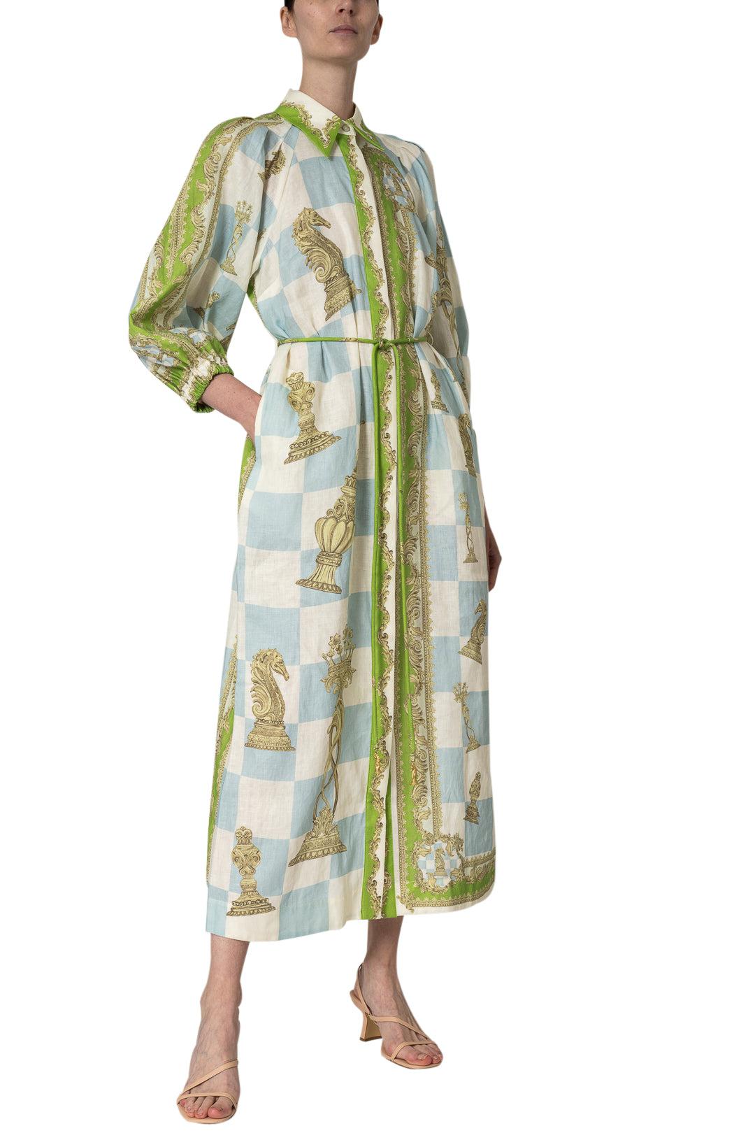 Alemais-Checkmate Linen Shirtdress-dgallerystore