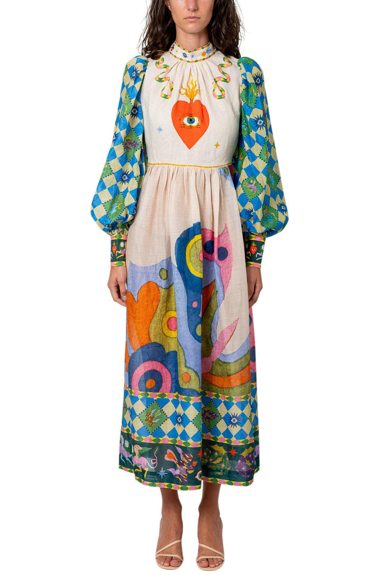 Alemais-Lou Balloon Sleeves Long Dress-dgallerystore