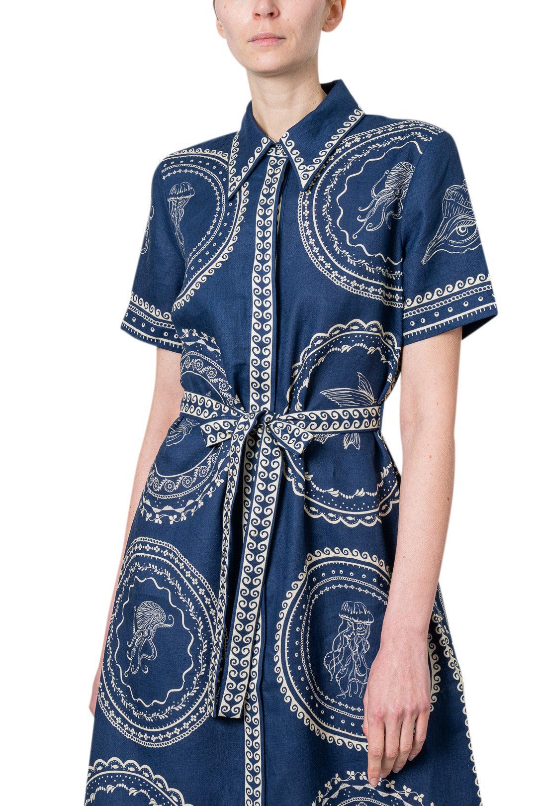 Alemais-Ocean Linen Shirtdress-dgallerystore