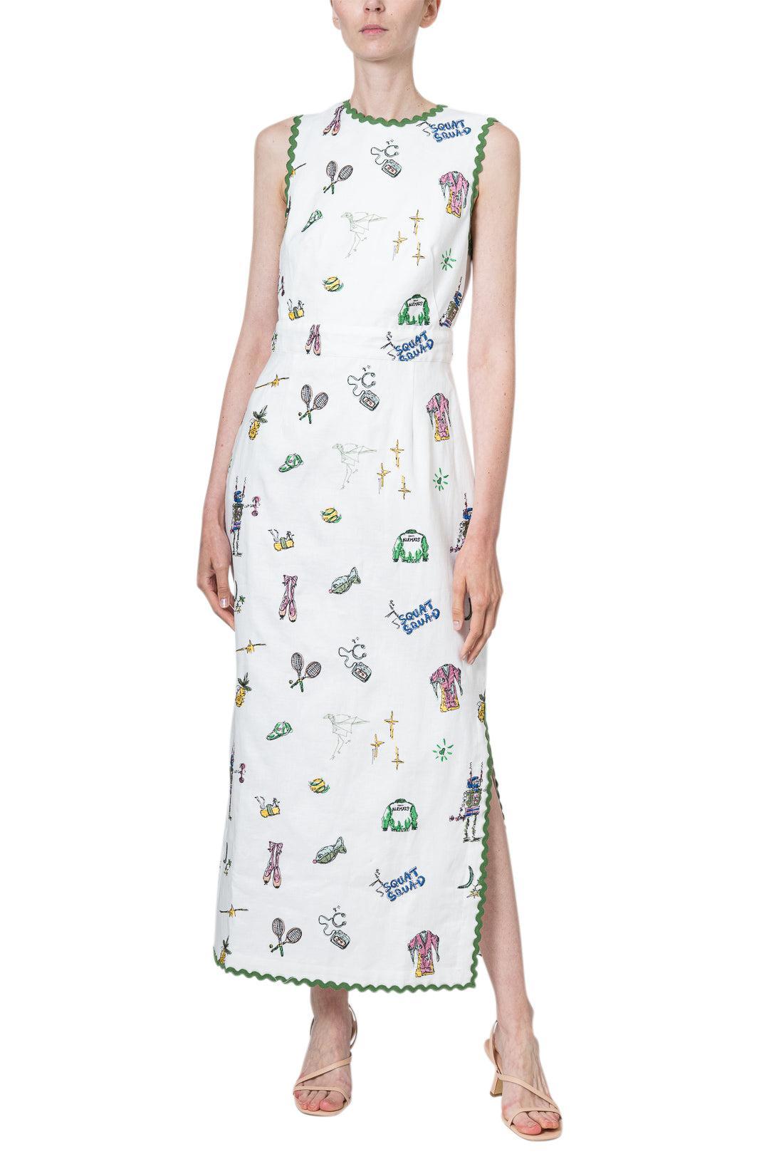 alemais play embroidered midi dress Play embroidered linen shirt dress in white - Alemais