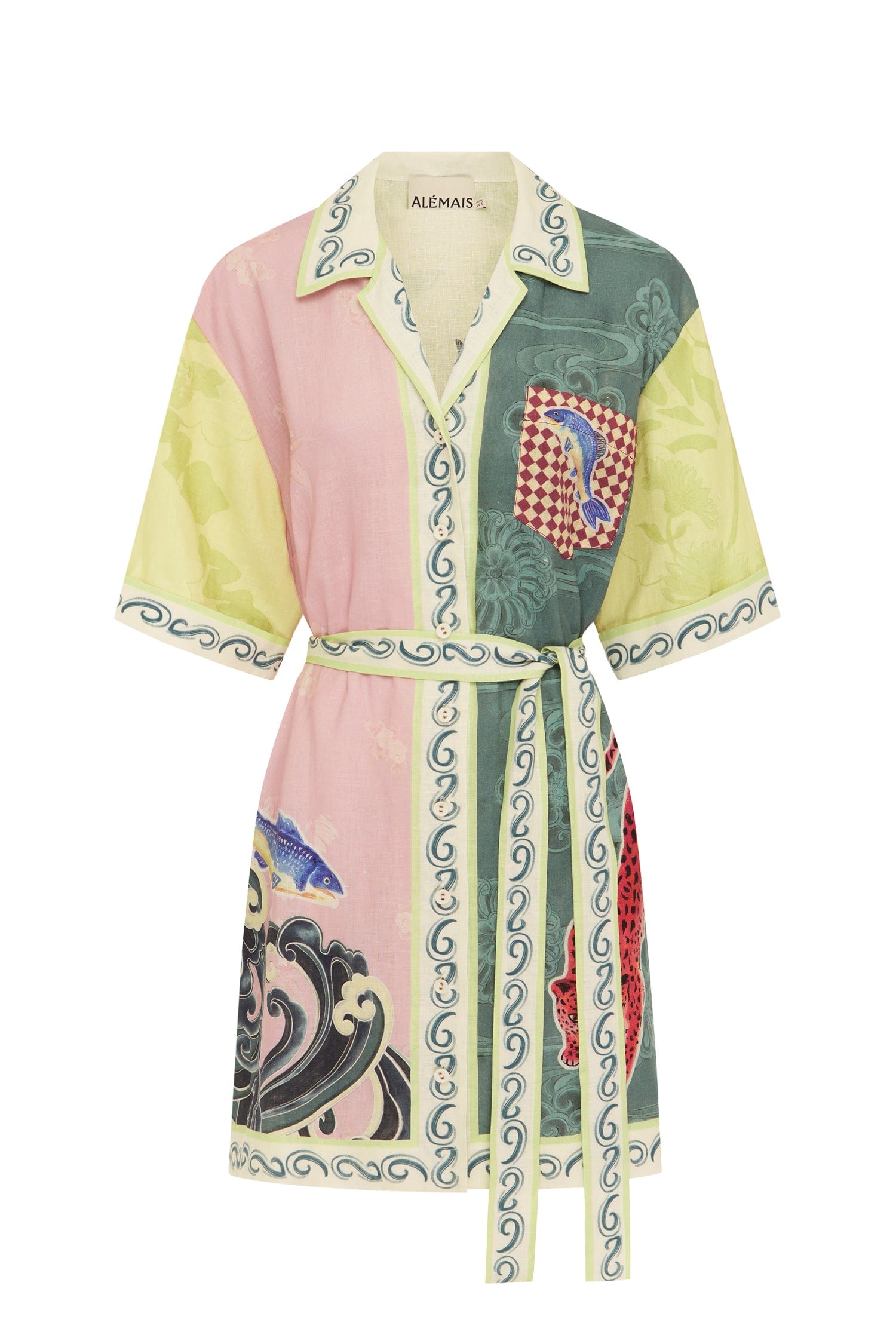 alemais mini shirt dress ALMAIS Villa Romantica Linen Blend Mini Shirt Dress