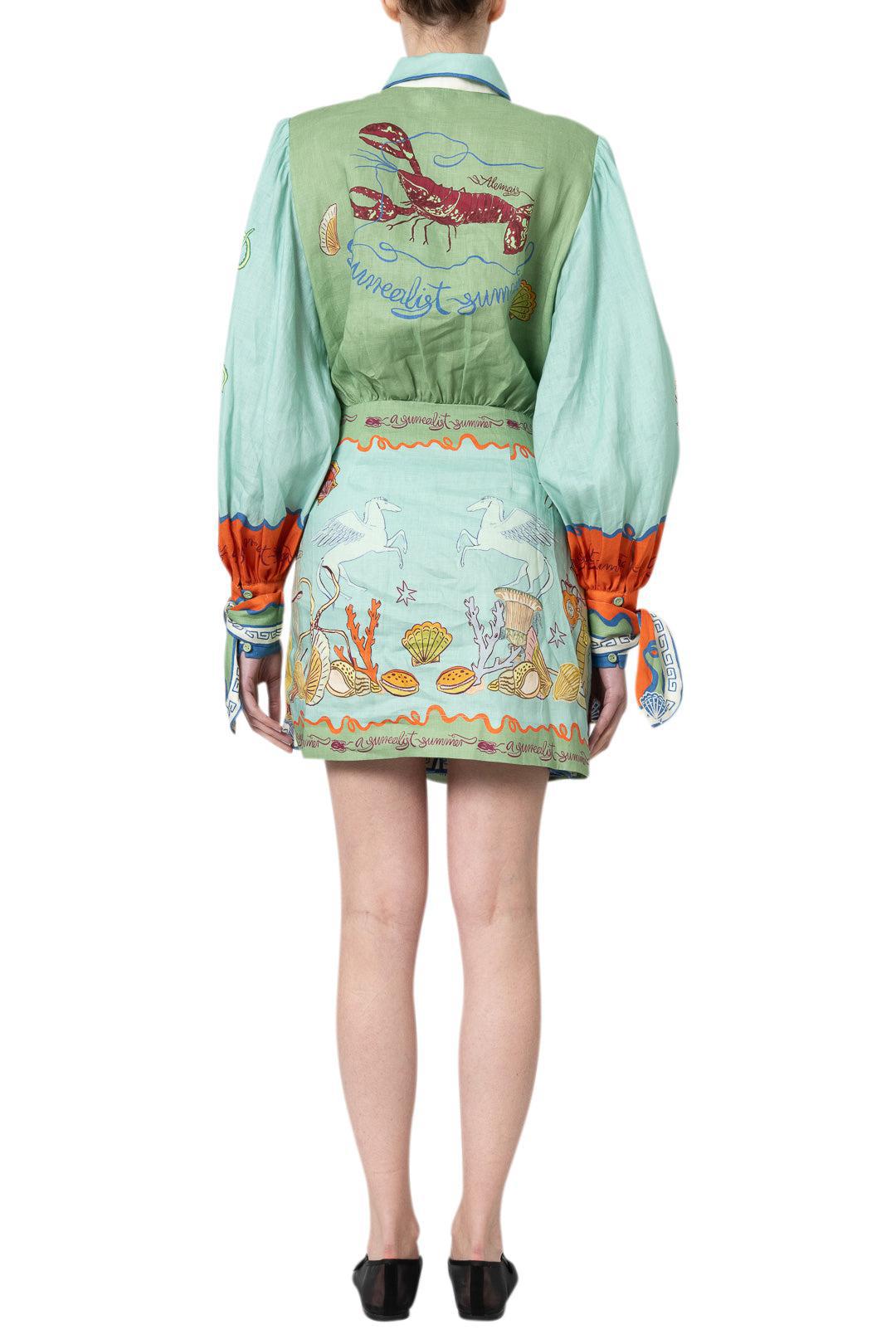 Alemais-Surrealist Summer Mini Shirtdress-dgallerystore