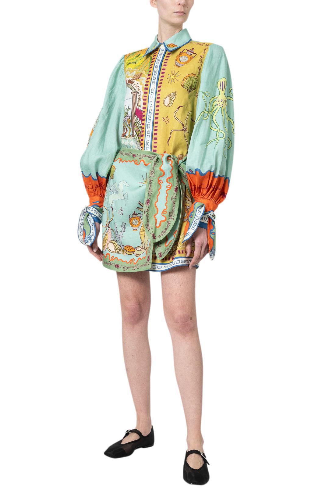 Alemais-Surrealist Summer Mini Shirtdress-dgallerystore