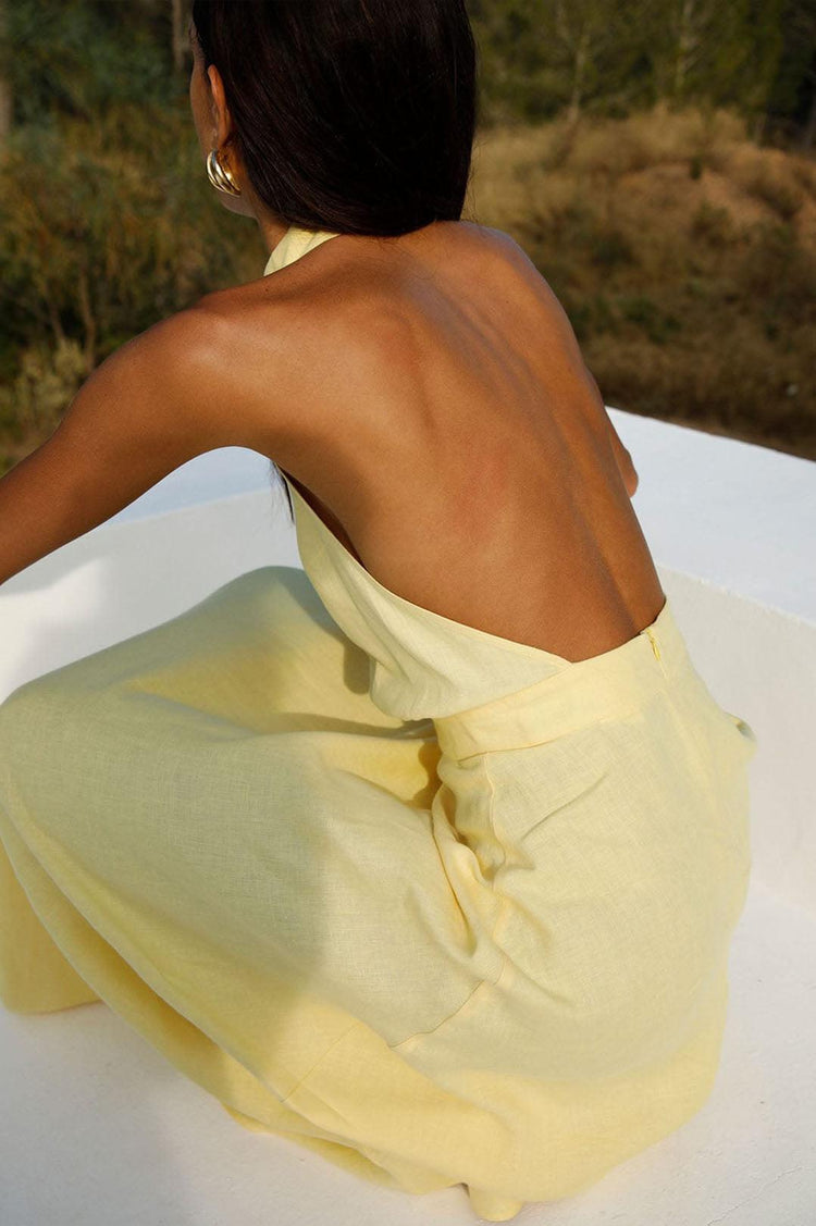 Arkitaip-Isi halterneck dress in yellow-dgallerystore