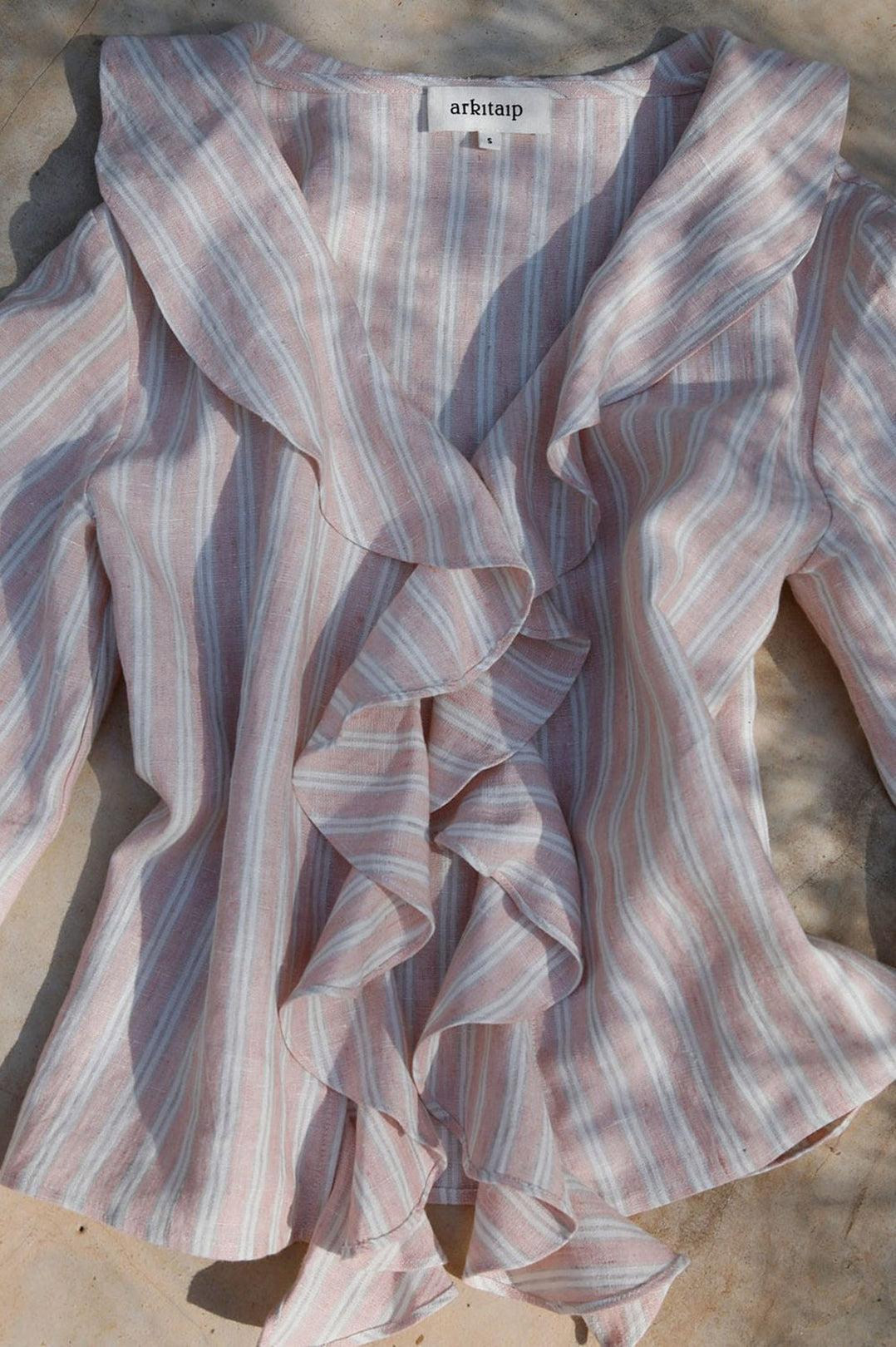 Arkitaip-The ophelia ruffled shirt in striped rose-dgallerystore