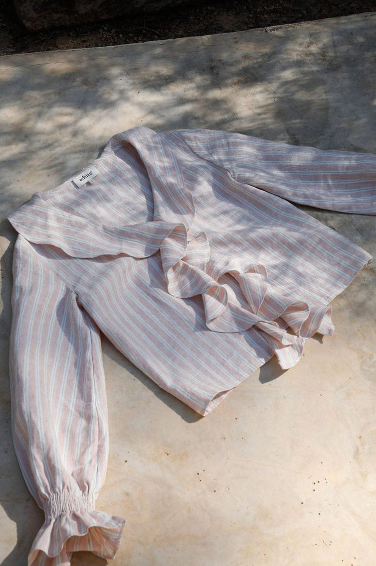Arkitaip-The ophelia ruffled shirt in striped rose-dgallerystore