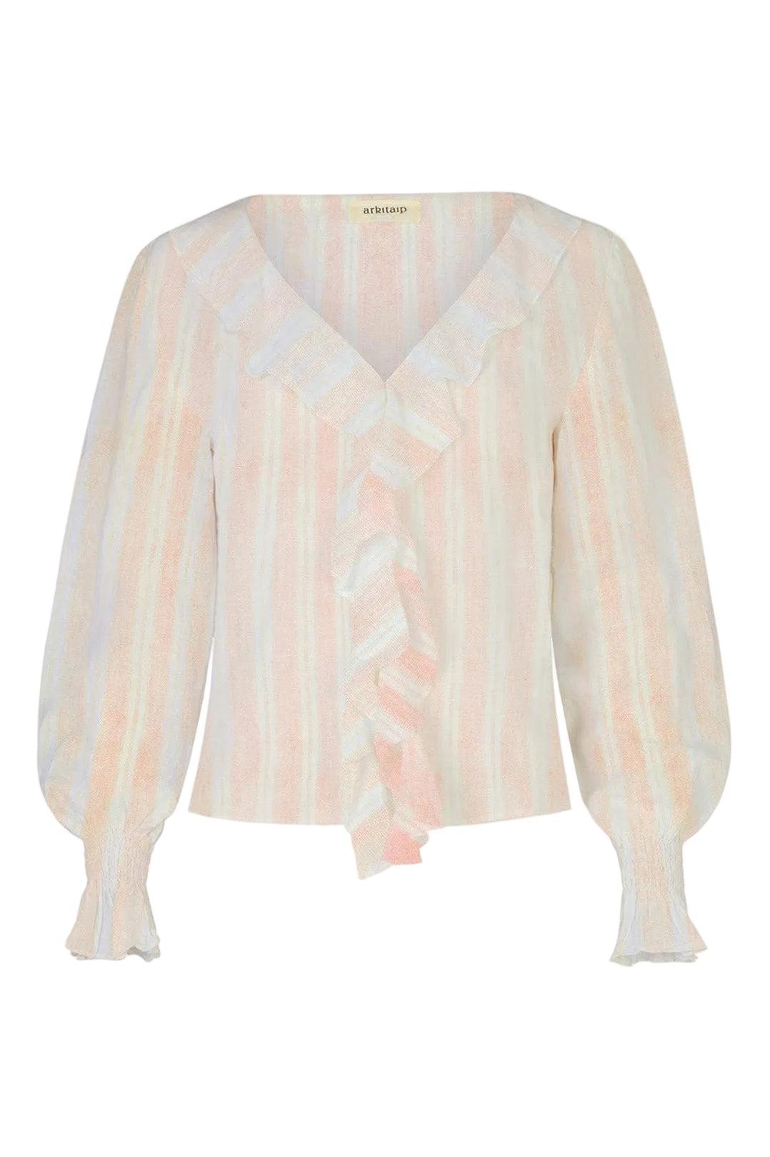 Arkitaip-The ophelia ruffled shirt in striped rose-dgallerystore