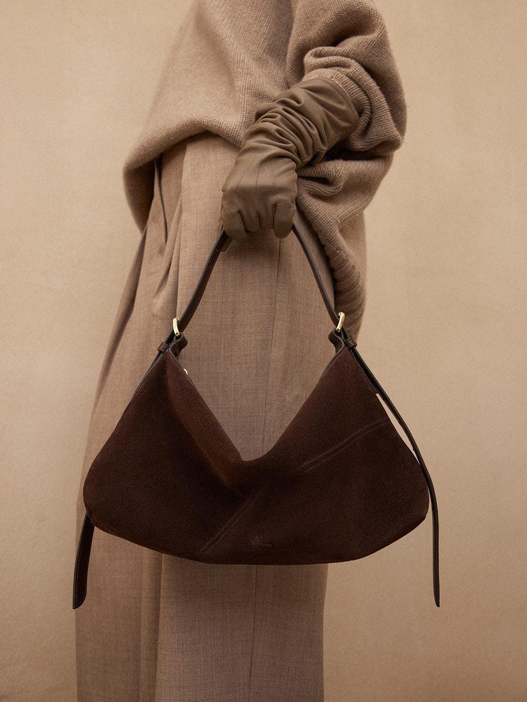 Atp Atelier-Castellare walnut suede shoulder bag-dgallerystore