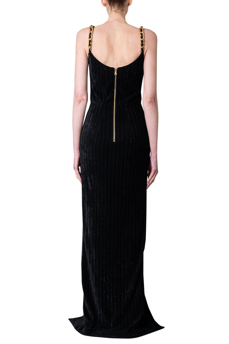 Balmain-Long Dress with Chain Details-YFRN026-JD31-dgallerystore