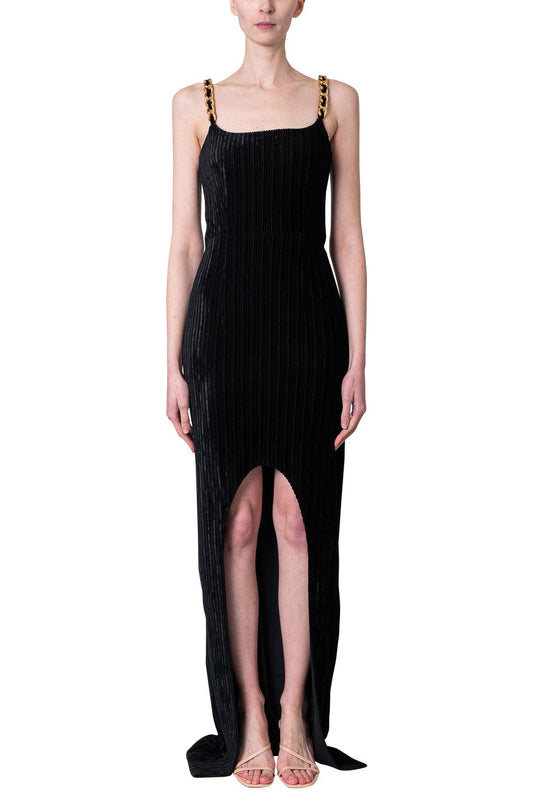 Balmain-Long Dress with Chain Details-YFRN026-JD31-dgallerystore