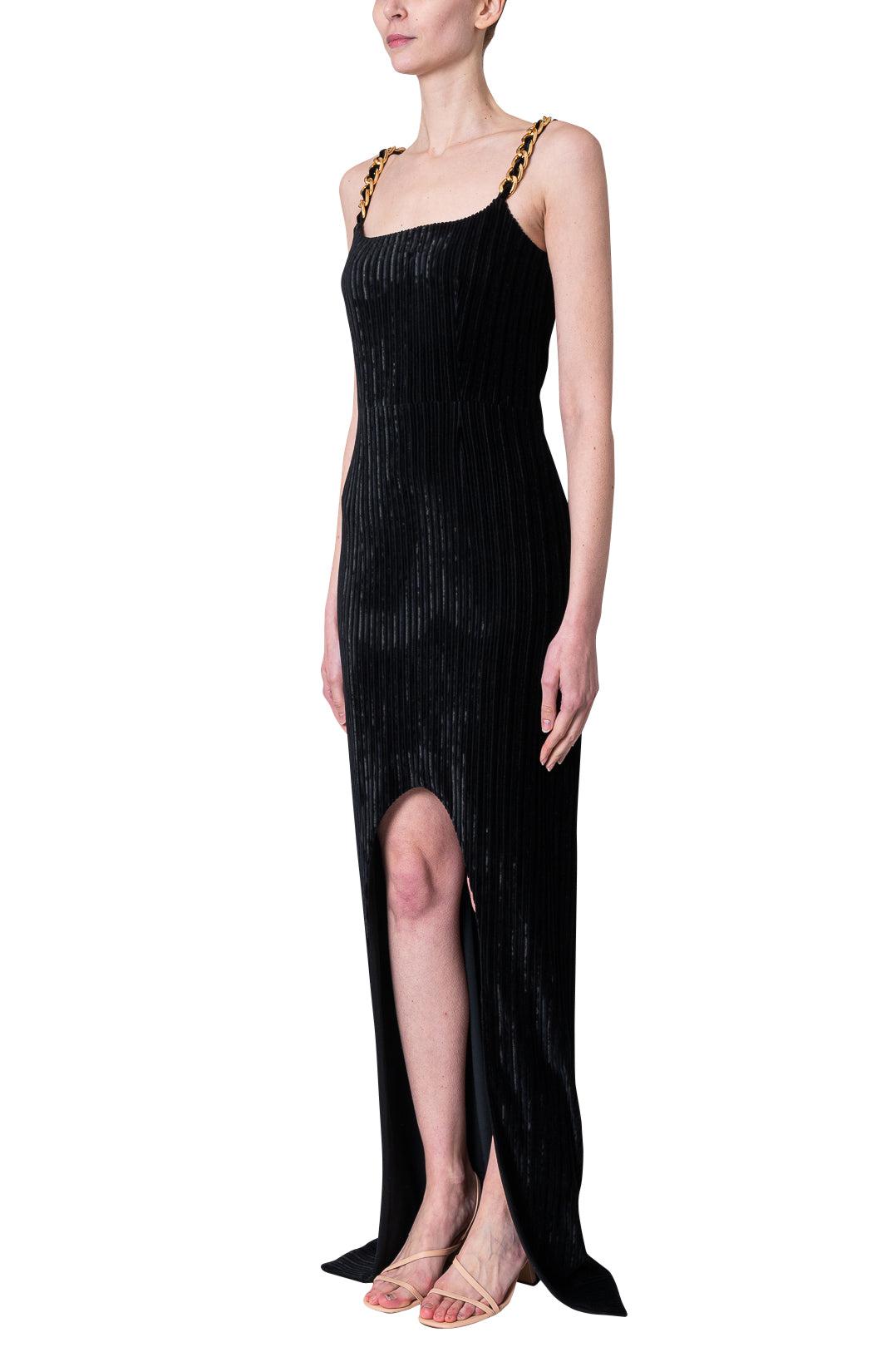 Balmain-Long Dress with Chain Details-dgallerystore