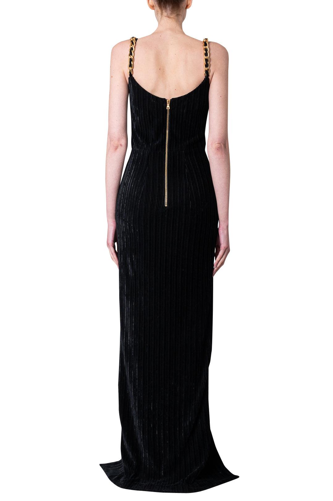 Balmain-Long Dress with Chain Details-dgallerystore