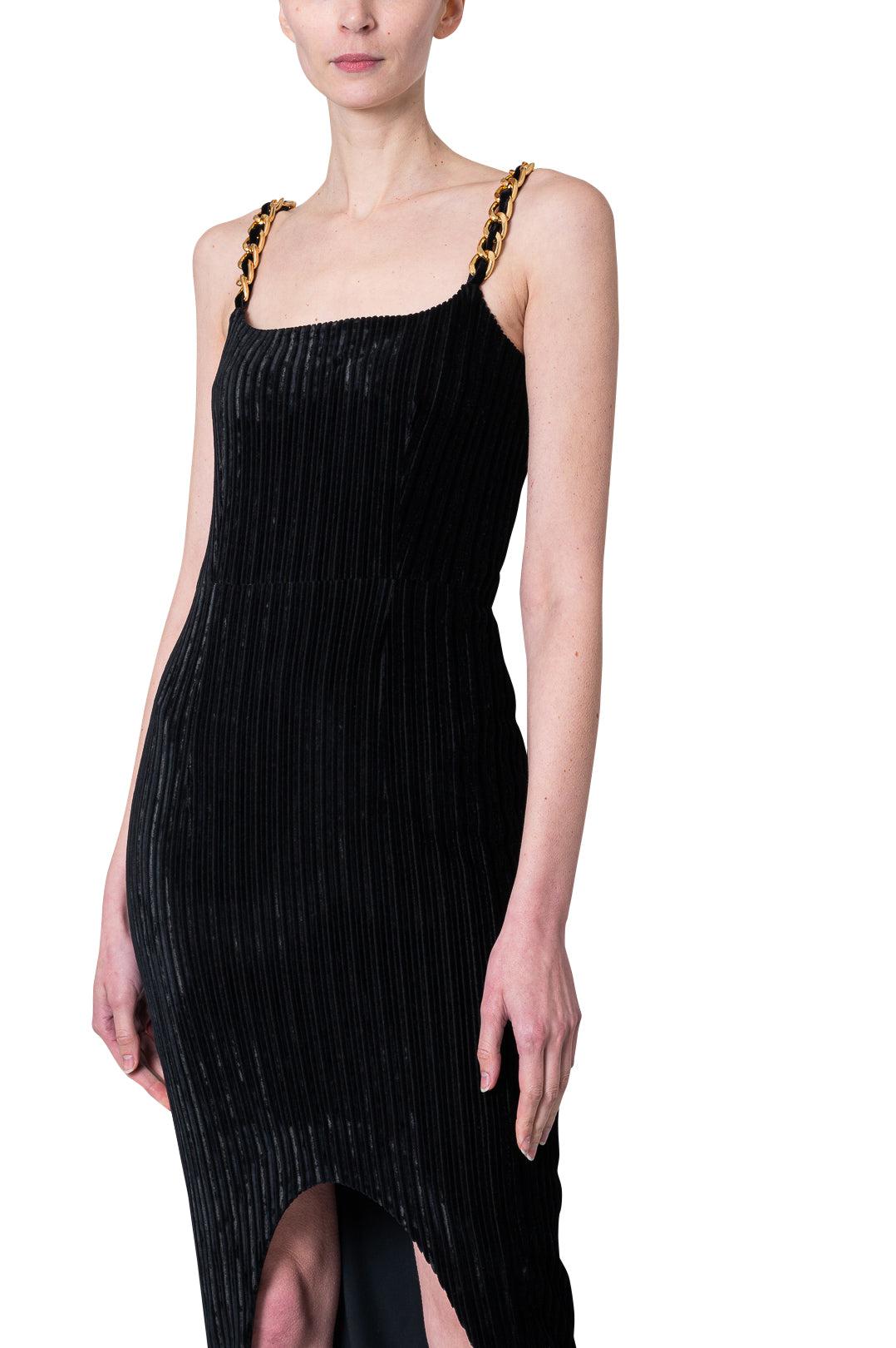 Balmain-Long Dress with Chain Details-dgallerystore