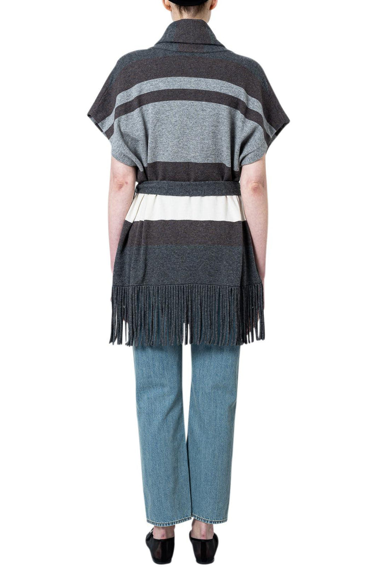 Brunello Cucinelli-Striped Cashmere Belted Vest-dgallerystore