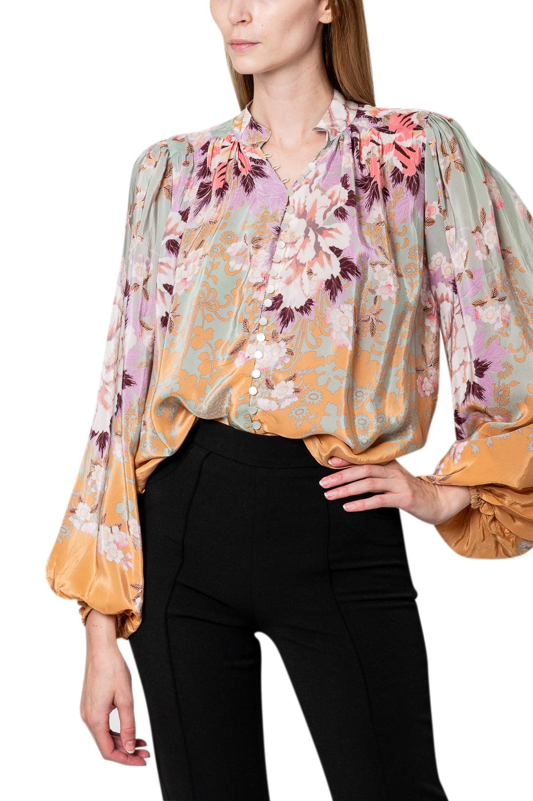 By Timo-Vintage flower print blouse-2340730-dgallerystore