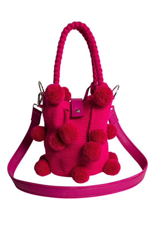 Claudio Montias-Small Woven Basket Bag-Small woven basket magenta-dgallerystore