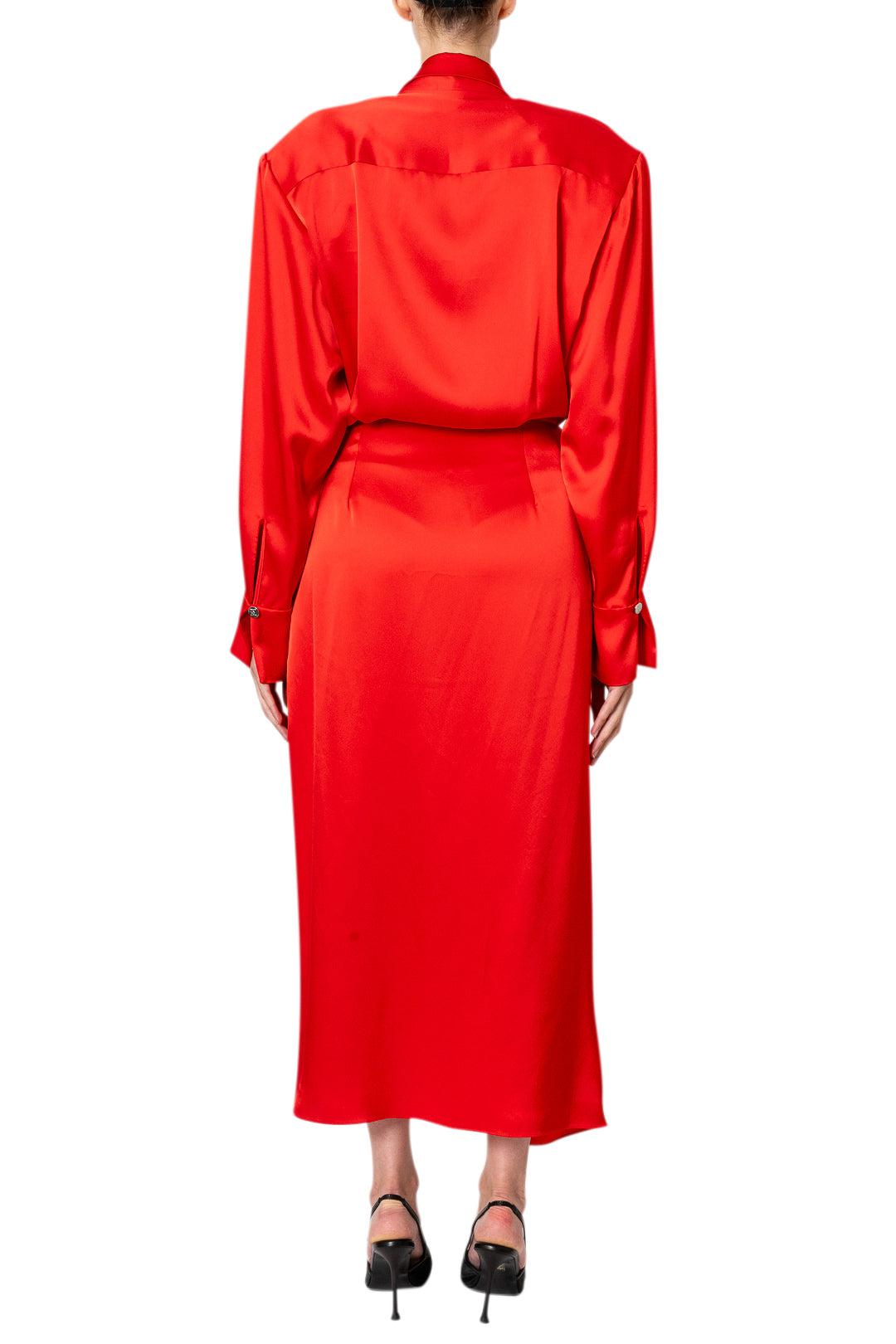 David Koma-Crystal Lip Embroidered Detail Wrap Dress-AW23DK37D-dgallerystore