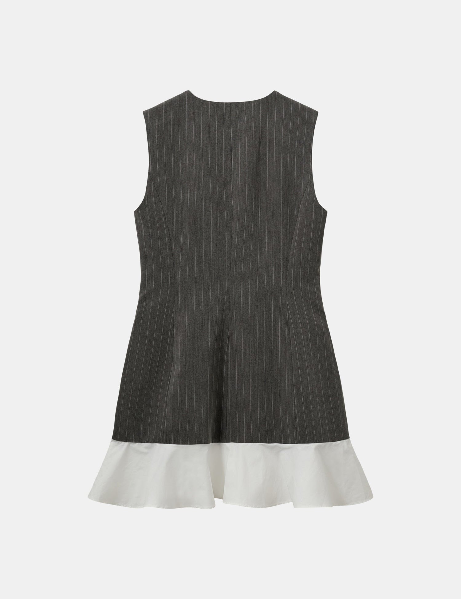Designers Remix-Steven Short Dress Grey/White Pinstripes-dgallerystore