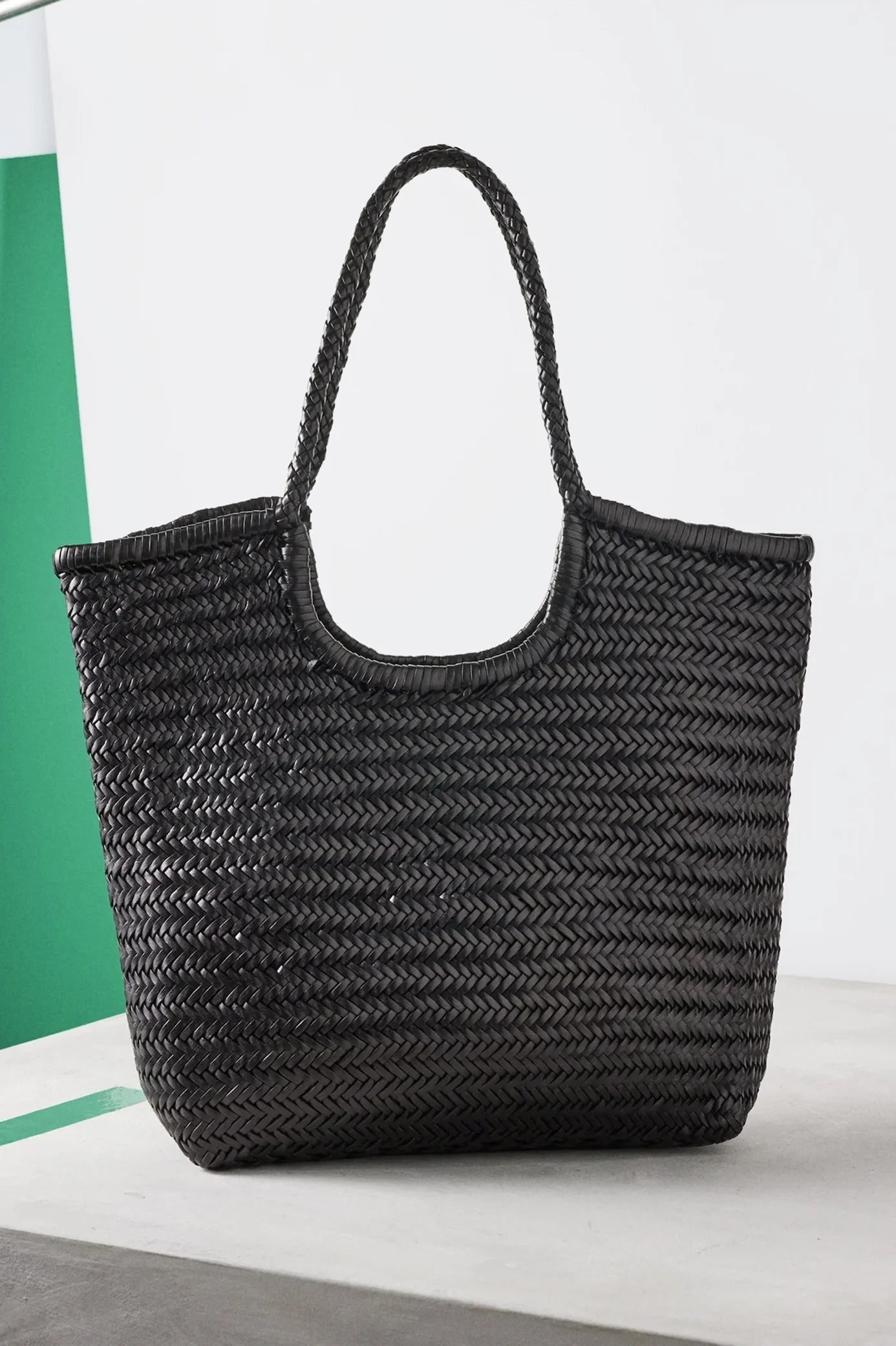 Dragon Diffusion-Ns diagonal triple jump black woven leather bag handmade-dgallerystore